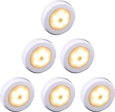 Produktbild von Kabellose LED-Leuchte mit Bewegungssensor für Kleiderschrank, Treppenhaus, Flur, Küche, Schlafzimmer (6 Stück) (warmes Licht)