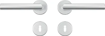 Produktbild von AXA Türbeschlagset für Innentüren – Klickfeder, Türgriff aus Aluminium, mit Schlüsselloch und runder Rosette