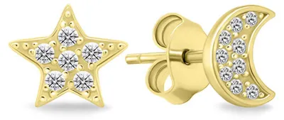 Immagine prodotto di Orecchini asimmetrici placcati oro con zirconi EA616Y