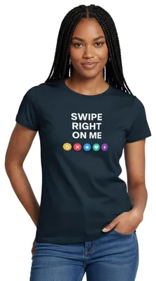 Produktbild von Spreadshirt Dating Swipe Fasching Kostüm Single Frauen T-Shirt, L, Navy