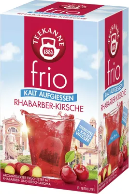 Zdjęcie produktu dla Czajniczek frio herbata owocowa o smaku rabarbaru i wiśni 45g