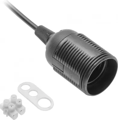 Produktbild von GTV-Fassung E27 mit Kabel und Fassung, AC220-240V, 2x0,75mm2, schwarz, GZ-E27000-10
