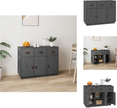 Produktbild von vidaXL Sideboard Grau 100x40x75 cm Massivholz Kiefer -  Sideboards