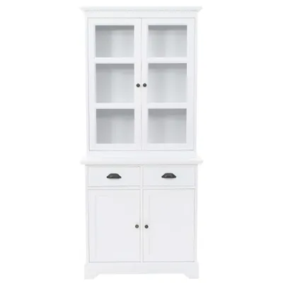 Produktbild von vidaXL Vitrinenschrank mit 4 Türen MDF und Kiefernholz 80x40x180 cm