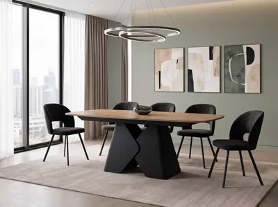 Produktbild von Rechteckiger Esstisch Ausziehbar – Verlängerbar bis 270 cm – 180 x 90 cm XXL Esszimmertisch mit Schwarzem Metallgestell – für 8-12 Personen – Eiche Hell Braun