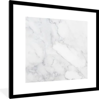 Produktbild von MuchoWow® Gerahmtes Poster Marmor - Weiß - Grau - Luxus - Marmoroptik - Stein 40x40 cm - Poster mit Schwarzem Bilderrahmen Wandposter Rahmen Foto Bilder - Poster - Plakat im Rahmen