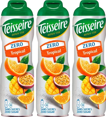 Produktbild von Teisseire Sirup Tropical zero Zucker 600ml - Cocktails, Milchshakes (3er Pack)