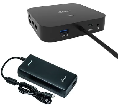 Zdjęcie produktu dla i-tec C31DUALDPDOCKPD100W, Przewodowa, USB 3.2 Gen 1 (3.1 Gen 1) Type-C, 100 W, 3,5 mm, 10,100,1000 Mbit/s, Czarny