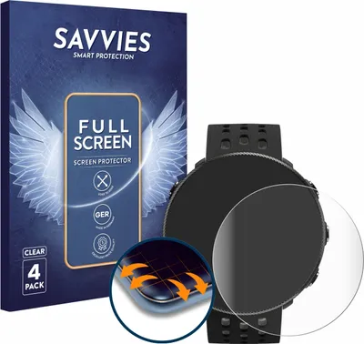Produktbild von 4x Savvies Fullscreen Schutzfolie für Polar Vantage M2 Displayschutz Folie Fullcover Klar Transparent