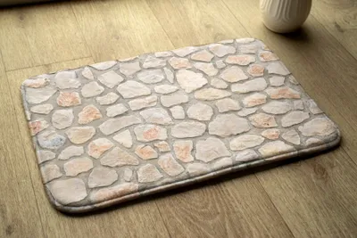 Produktbild von Badteppich Saugfähige - Badezimmer Teppich - Rutschfester Badvorleger Badematte - 75x45 cm - Steine Wand