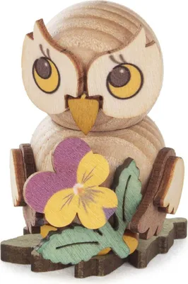 Produktbild von Miniaturfigur Eulenkind mit Blume bunt BxHxT 3x4x3cm NEU