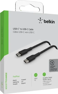 Produktbild von Belkin USB-C/USB-C Kabel      1m ummantelt, schwarz  CAB004bt1MBK