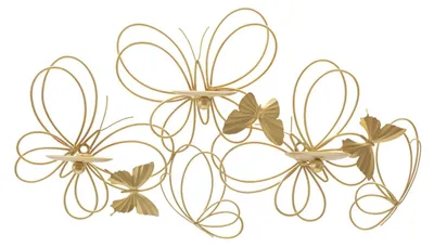Immagine prodotto di Portacandele da muro Farfalle in ferro dorato CM 61x12x34