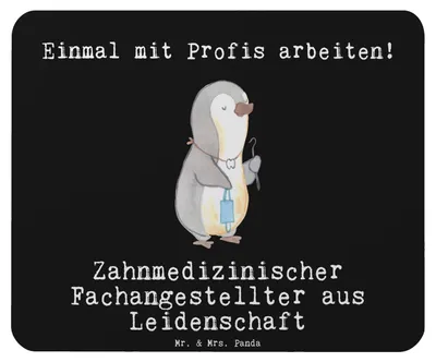 Produktbild von Mr. & Mrs. Panda Mousepad Zahnmedizinischer Fachangestellter Leidenschaft - Schwarz - Geschenk, laptop, Mauspad, computer, Mouse Pad, pc