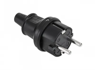 Obrázek produktu pro Zástrčka německého typu 16A/250V- IP44 (černá guma) 2237