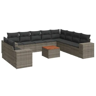 Produktbild von vidaXL 11-tlg. Garten-Sofagarnitur mit Kissen Grau Poly Rattan