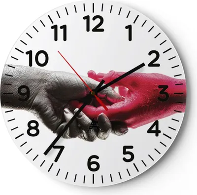 Produktbild von Wanduhr - Rund - Glasuhr - Hilfe Hände Symbol - 40x40cm - Schleichendes Uhrwerk - Lautlos - zum Aufhängen bereit - Dekoration Modern - Wanddekoration aus Glas - C4AR40x40-4483