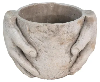 Immagine prodotto di Vaso da fiori Clayre & Eef 21x16x15 cm Mani di pietra grigia