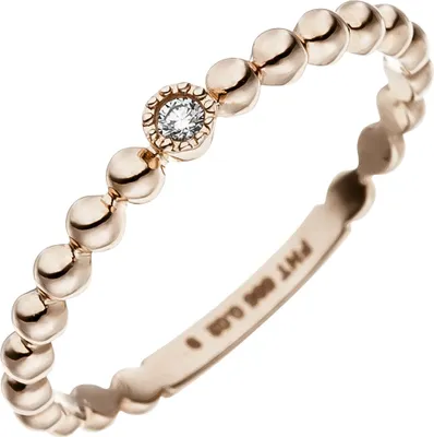 Produktbild von Ring Goldring Kugelring mit Diamant Brillant 0,02 Ct. Solitär 585 Gold Rotgold Innenumfang 50mm Ø15.9mm