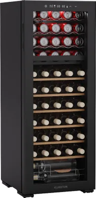 Produktbild von Klarstein Bovella 55 Duo+ Weinkühlschrank – 55 Flaschen, 2 Zonen, 5–18°C, Touch-Bedienung, LED-Beleuchtung, UV-Schutz, Freistehend, Weinklimaschrank