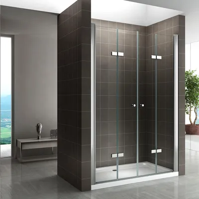 Produktbild von i-flair Duschfalttüren 160-164 cm - Höhe: 185 cm, Duschabtrennung aus 6 mm durchsichtigem ESG Sicherheitsglas mit Nanobeschichtung