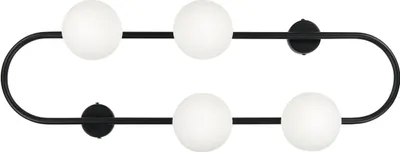 Produktbild von BELIANI Wandleuchte Schwarz Metall mit Weißen Glasschirmen Kugelförmig 4-Flammig Modern Wandbeleuchtung Wohnzimmer Schlafzimmer Flur Diele