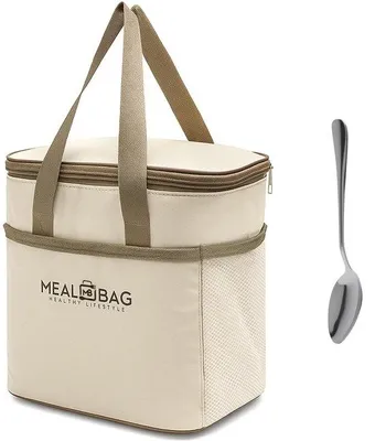 Produktbild von Kleiner Isolierter Rucksack mit 1 Löffel, Tragbarer Thermischer Rucksack, Isolierter Lunchrucksack für Reisen, Opvoubarer Isolierter Rucksack mit Großer Kapazität, Wasserfest für Arbeit, Picknick, Schule, Reisen