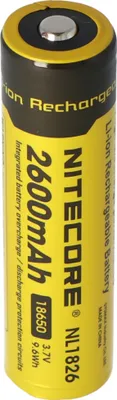 Produktbild von NiteCore 18650 Li-Ion Akku für LED Taschenlampen NL186 mit 2600mAh, CR18650 18,6x70mm