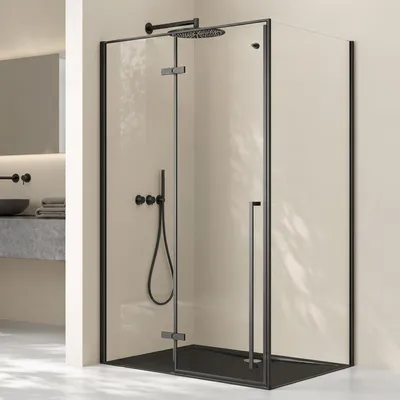Produktbild von doporro Duschkabine Dusche Eckdusche Schwarz 75x100cm Duschabtrennung ESG-Sicherheitsglas Klarglas inkl. Easy-Clean-Beschichtung R64