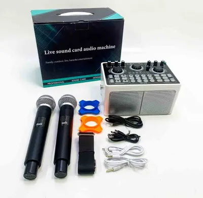 Produktbild von ALLWIN 3in1 Tragbares Lautsprecher Karaoke System, Bluetooth Karaoke Maschine,  Audio Schnittstelle mit 2 Mikrofonen Soundkarte unterstützt TWS,für Indoor Outdoor Singen,Live-Streaming mit PC/Smartphone