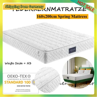 Image de Matelas à ressorts ensachés de 160x200 cm avec 7 zones de confort et en mousse à froid pour un soutien optimal
