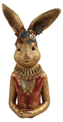 Produktbild von Clayre & Eef Dekorationsfigur Kaninchen Goldfarbig Kunststoff
