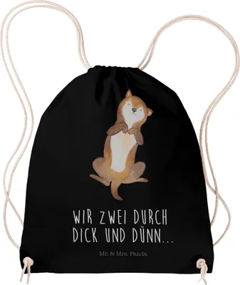 Produktbild von Mr. & Mrs. Panda Beutel Hund Streicheln - Schwarz - Geschenk, wander rucksack, Sportbeutel, Jutebeutel, Sprüche, Stoffrucksack, Bauch, Hundewelpe, Stoffbeutel, Hunde, Süß