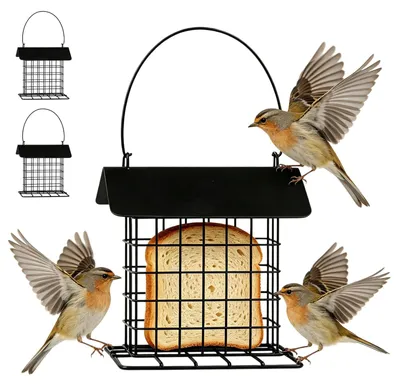 Produktbild von 2 Stück Meisenknödelhalter, Vogelfutterspender zum Aufhängen, Vogelfutterstation Futterspender Vögel, Futterstation Vögel Vogelhaus, Vogelfutterhaus für Vogelfutter, Futterspender für Wildvögel