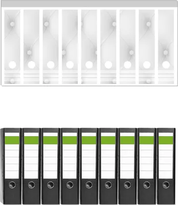 Produktbild von Wallario 9 Stück breite Ordner inkl. Klebeetiketten mit Motive Weiße Ledertür -  Set mit Rückenschildern / Ordnerrücken Stickern