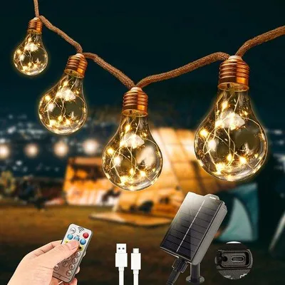 Obrázok produktu pre Retro LED reťaz na solárny pohon pre útulné vonkajšie osvetlenie