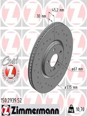 Produktbild von 2x ZIMMERMANN Bremsscheibe 150.2939.52 für MINI Schrägheck (F56) Clubman (F54)