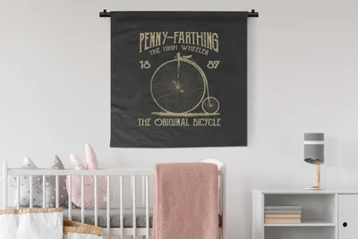Produktbild von MuchoWow® Wandteppich Wandbehang Fahrrad - Laufräder - Vintage 90x90 cm Tapisserie Dekoration Wandtuch - Wandaufhänger