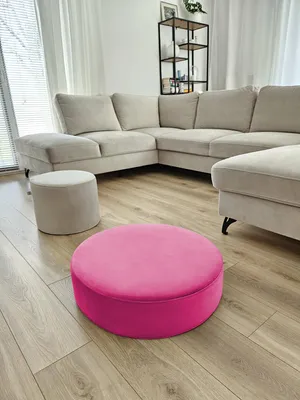 Produktbild von Knallpinker Runder Pouf 60×15 cm – Weiches Sitzkissen / Fußhocker