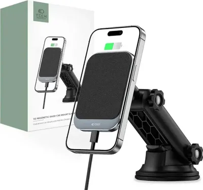 Obrázok produktu pre Magnetický držiak do auta s bezdrôtovým nabíjaním 15 W v čiernej farbe kompatibilný s MagSafe