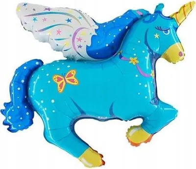 Produktbild von Folienballon Pony, blau, Einhorn, 91,4 cm, 1 Stk.