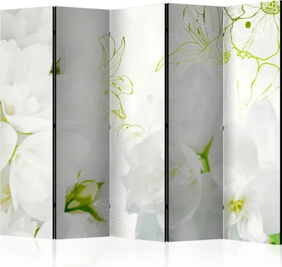 Produktbild von 5-teiliger Einseitiger Vlies Paravent - Jasmine II 225x172 cm Blumen b-A-0022-z-c