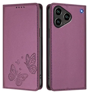 Image de Étui en cuir pour ZTE Blade A76 4G, motif papillon, étui portefeuille à rabat avec support, violet
