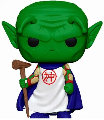 A Funko Pop! vinyl figure of Kami from Dragon Ball Z, holding a wooden staff.