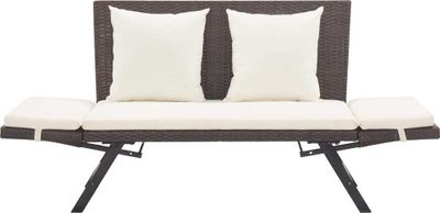 vidaXL Gartenbank mit Auflagen 176 cm Braun Poly Rattan