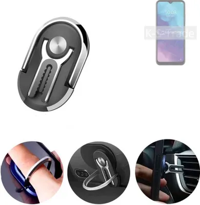 Produktbild von K-S-Trade 3in1 Smartphone-Ring Handy-Ring kompatibel mit ZTE Blade V2022 4G Fingerhalterung  Handyring Tischständer Lüftungsgitter-Halterung Tisch