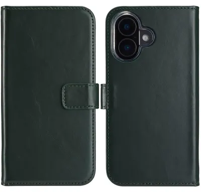 Imagen del producto de Funda de Cuero Auténtico tipo Libro para Apple iPhone 16 - Verde
