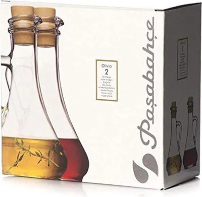 Image de Lot de 2 bouteilles en plastique pour huile et vinaigre, avec bouchons en plastique