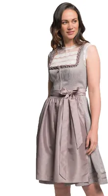Produktbild von Spieth & Wensky Dirndl Diva Midi-Dirndl Kleid 2-teiliges Trachtenkleid Rocklänge 60cm, Farbe:Taupe, Größe:40/L