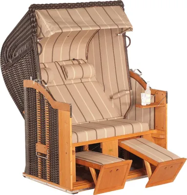 Produktbild von Sonnenpartner Classic 2-Sitzer Strandkorb Halbliegemodell cappuccino/beige